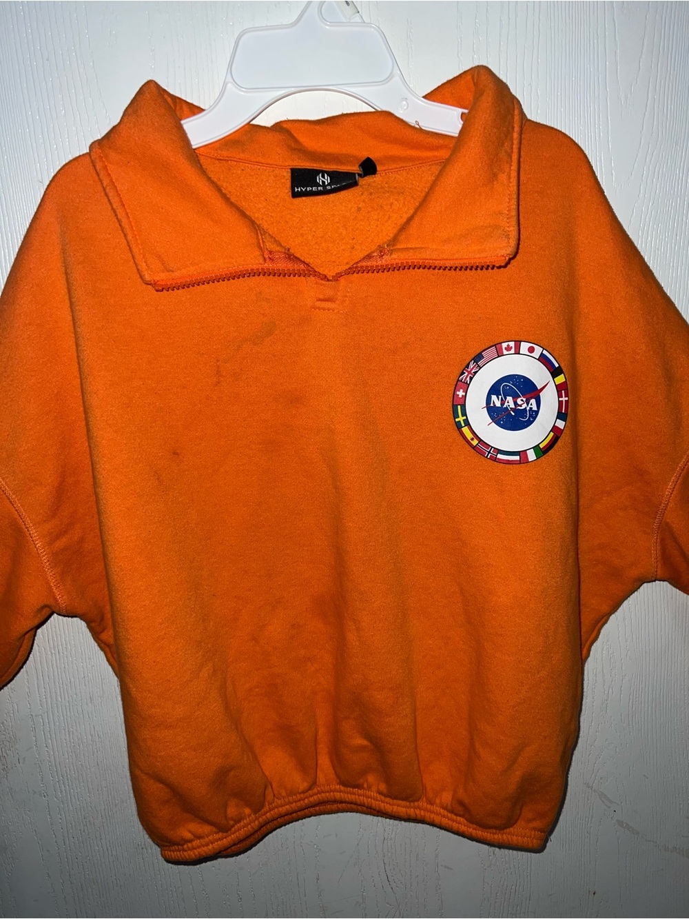NASA Patch Orange Quarter-Zip Pullover Jacket